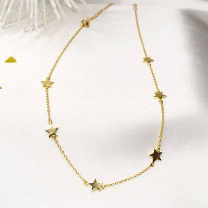Multi Star Choker Necklace Gold Plated